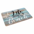 thumbnail image 4 of Turquoise Beach Door Mat Indoor Outdoor, Coastal Starfish Retro Wooden Plank Non Slip Welcome Mat with Rubber Backing, Absorbent Fabric Front Door Mats Entryway Rug for Home Patio Entrance 18"x30", 4 of 9