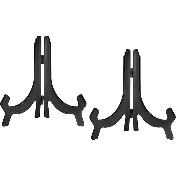 2pcs 10" Easel Plate Holder, Plastic Folding Display Stand Black for Decorative Picture Frame