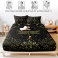 thumbnail image 5 of Twin XL Size Fitted Sheet Set - Mystic Dragonfly 2 Piece Bedding Sets 16" Deep Pocket Fitted Sheet with 1 Pillowcases, Black Golden Moon Stars Flowers Leaves Brushed Microfiber Hotel Bed Sheets, 5 of 9