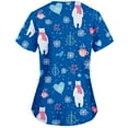 thumbnail image 3 of Luxalzxs Women's Christmas Scrub_Tops, V-Neck Short Sleeve Nurse Working Uniforms Xmas Printed Holiday Shirts with Pockets, 3 of 5