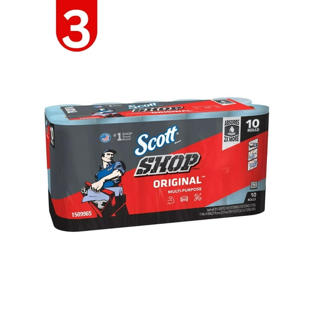 Scott Original Shop Towels, 30 rolls | Commercial Shop Towel | Blue Shop Towel