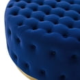 thumbnail image 6 of Tufted Accent Chair Ottoman, Round, Velvet, Blue Navy, Modern Contemporary Urban Design, Living Lounge Room Hotel Lobby Hospitality, 6 of 7