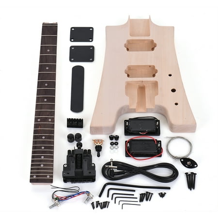 - Muslady Unfinished DIY Electric Guitar Kit Basswood Body Rosewood Fingerboard Maple Neck Special Design Without Headstock