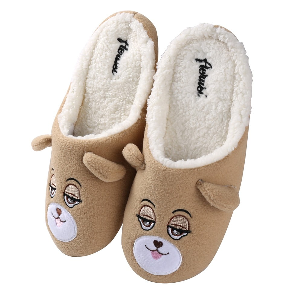 Women's Soft Cozy Slip-On Plush Luxury Home Warm Cute Bear Slippers