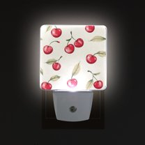 Yayeee LED Night Light for The Home Plug in With Light Sensors 2 Pack, Red Cherry