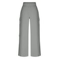 thumbnail image 6 of Cargo Pants for Women Straight Leg Solid Color Elastic Waist Sweatpants with Pockets Gray L, 6 of 8