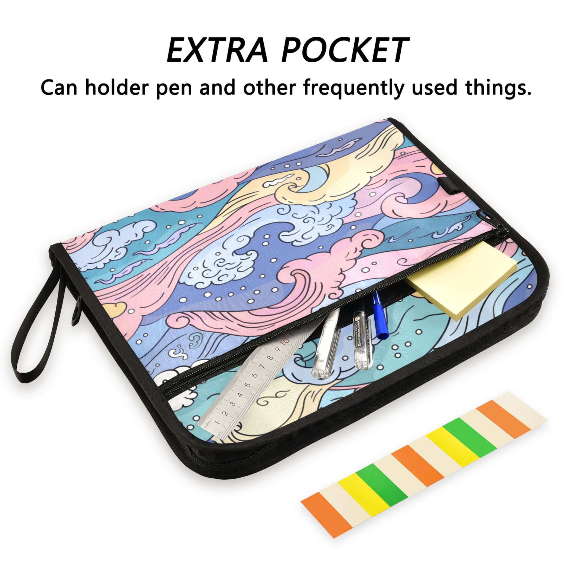 Organ Folder 14.2 x 0.8 x 10.6 Inches 13 Separate Pockets A4 Size Documents Folder A Sort Storage File Manager For The Home Office Colorful Sea