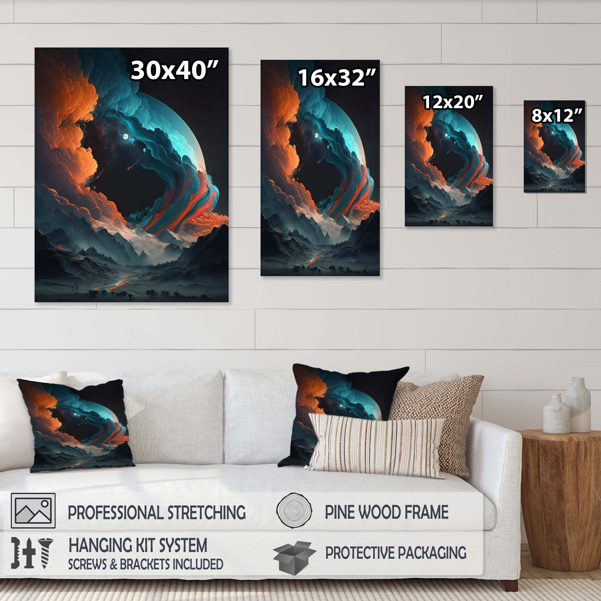 Designart Futuristic Landscape Galaxy I Canvas Wall Art