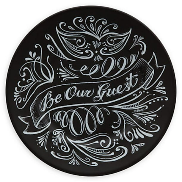 Disney Parks Chalkboard Be Our Guest Ceramic Dessert Plate Black New Walmart Com