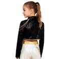 thumbnail image 4 of Aislor Girls Sequin Dance Tops Sparkly Popular Singer Crop Jacket Performance Stage Short Coat Black 14, 4 of 7