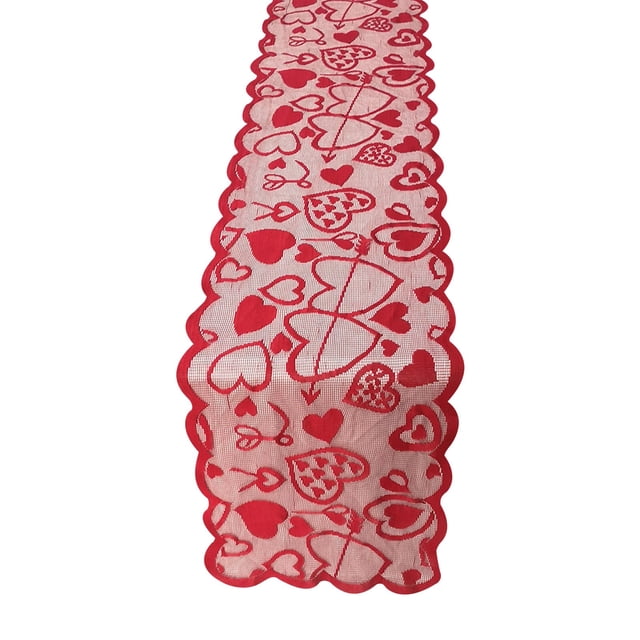 Tapis de Table de la Saint-Valentin Drapeau de Table Cœur Pêche Serviette de Table Tapis de Repas