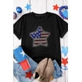 thumbnail image 2 of Women's Black Flag Inspired Rhinestone Star Graphic T-Shirt | [ZhiHiMeRi] | (US 20-22)2XL, 2 of 9