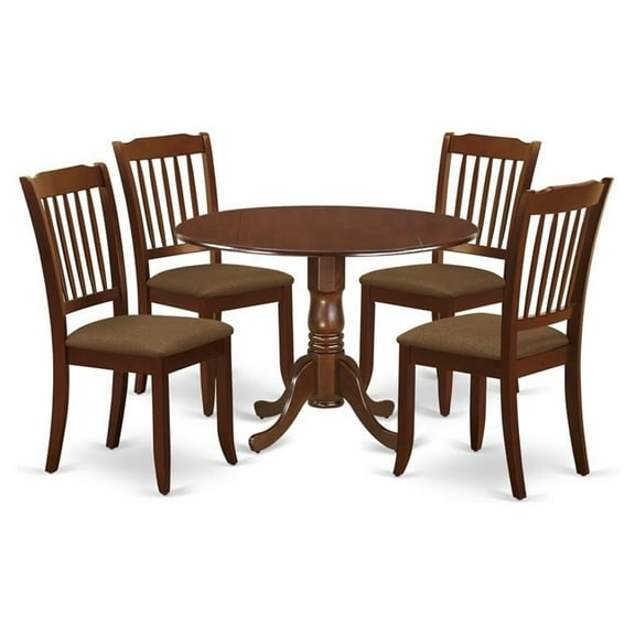 Atlin Designs 5-piece Wood Dining Set with Linen Seat in Mahogany