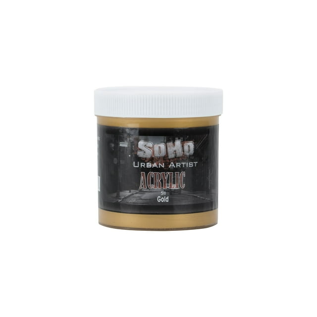 Soho Urban Artist Heavy Body Acrylic Paint - 500 ml Jar - Gold - Thick, Rich Color, Excellent Coverage, Professional Quality - Artists Acrylic Paint
