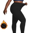thumbnail image 4 of ManxiVoo Plus Size Thermal Fleece Lined High Waist Leggings with Convenient Pockets for Winter Workouts and Yoga Practice XXL Size Black, 4 of 9