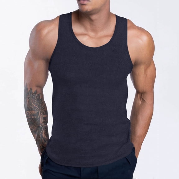 Mens Racerback Tank Tops Sleeveless Crewneck Muscle Shirts Casual Solid Color Pullover Slim Basic Breathable Athletic Workout Runnig Vests Undershirts