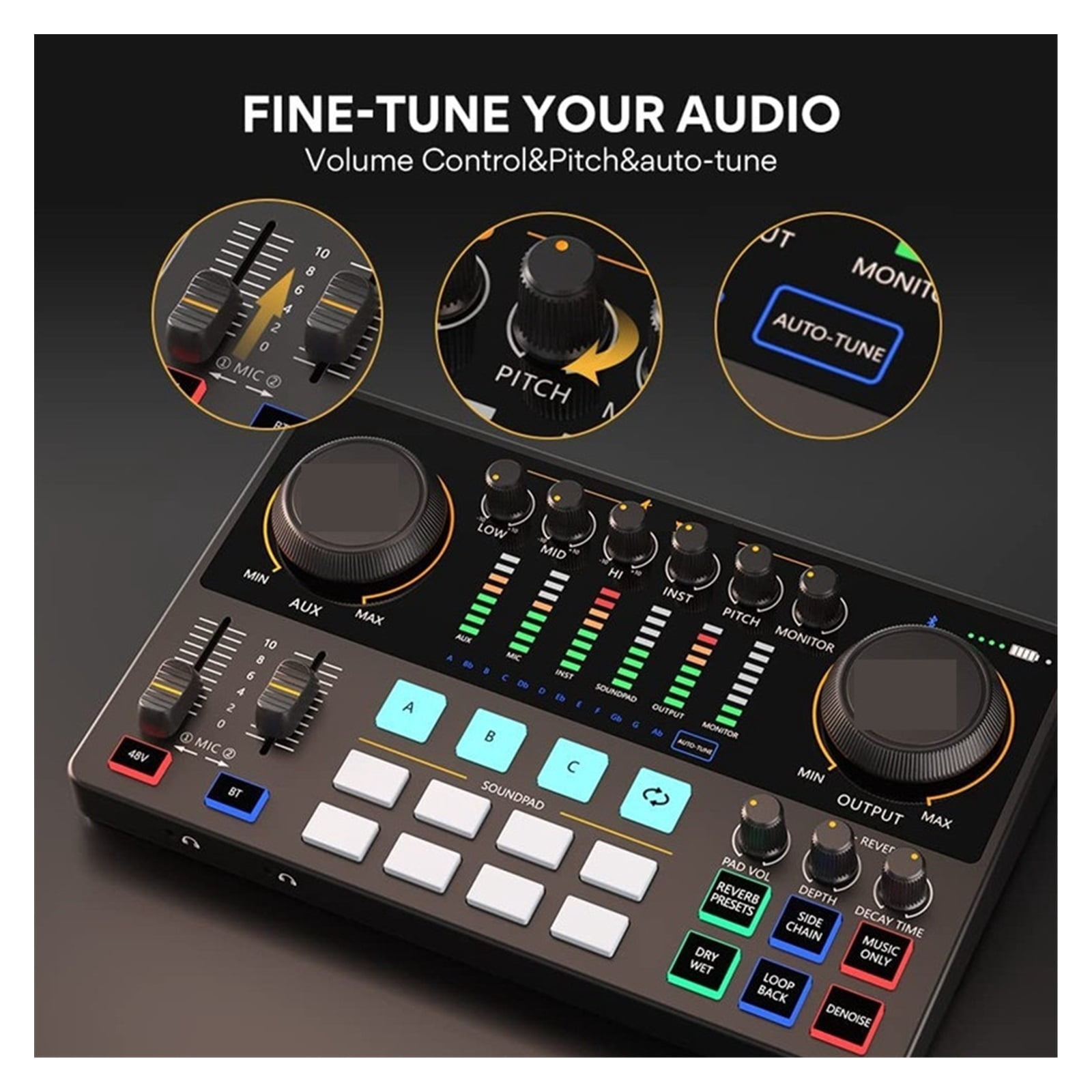 Interface Podcast Equipment Studio Sound Card With XLR Condenser Microphone For Recording Streaming