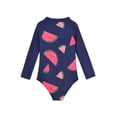 thumbnail image 6 of Zando Toddler Girl Long Sleeve One Piece Swimsuit Little Girl Quick Dry Bathing Suits with Zipper Girl Rash Guard Beachwear UPF 50+ Sun Protection Navy Watermelon 3-4T, 6 of 6
