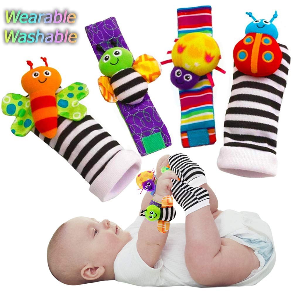 Snail Shape Soft Toy Animal Baby Infant Kids Hand Wrist Bells Foot Sock Rattle D 