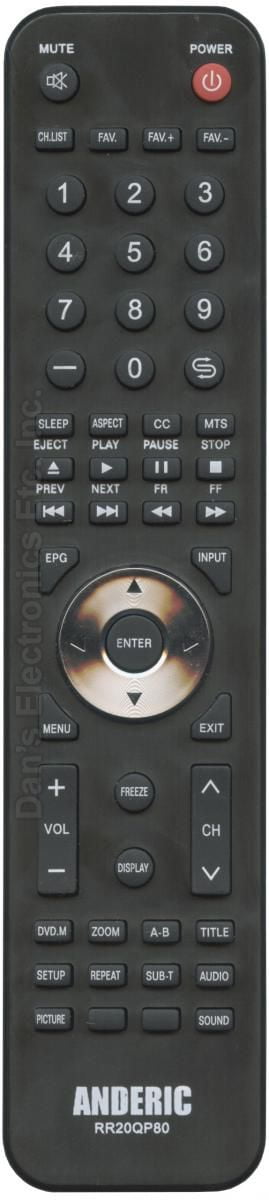 Anderic Rrqp80 For Rca P N Rrqp80 Tv Dvd Combo Remote Control New Walmart Com