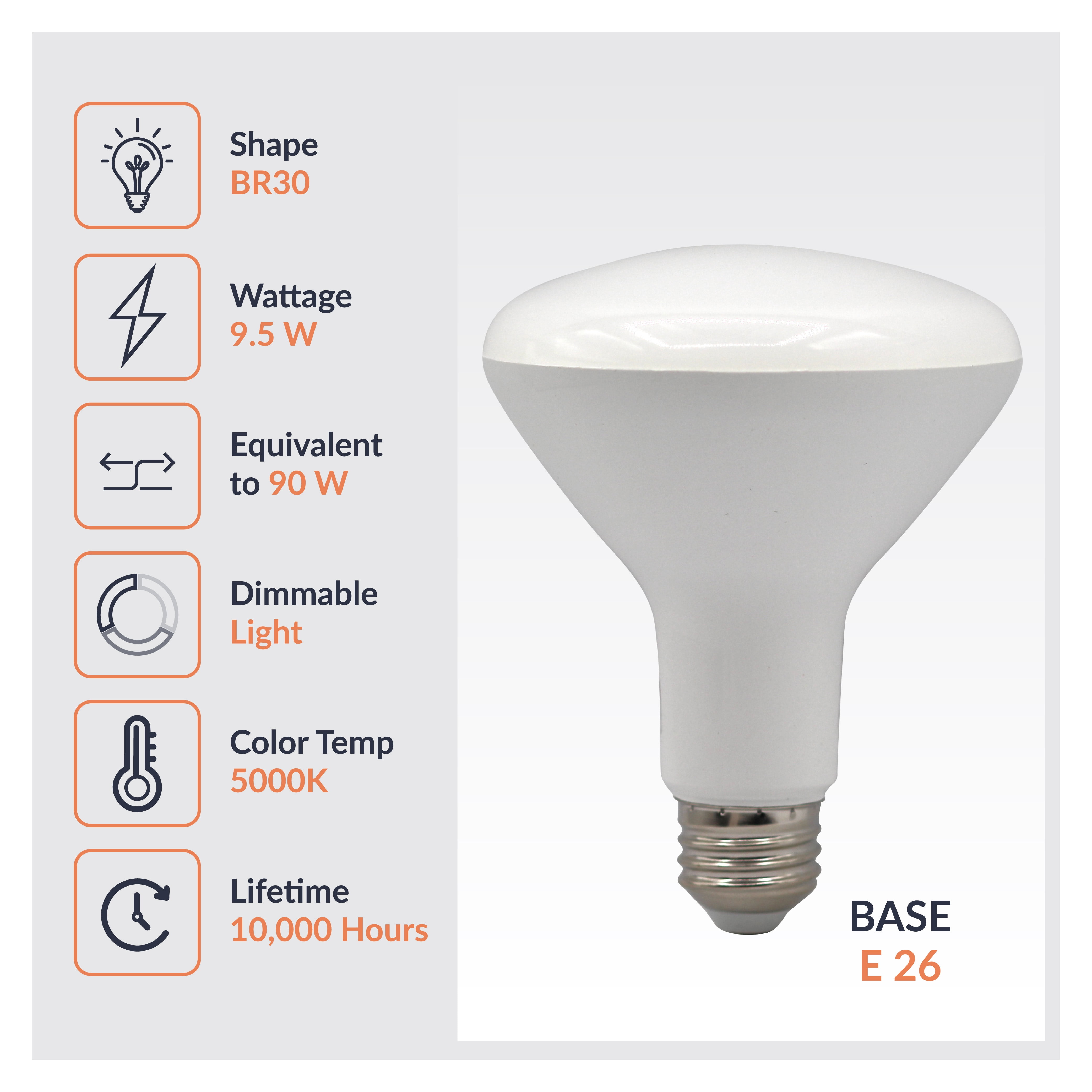 Newhouse Lighting 90 Watt Equivalent 5000K 950-Lumen BR30, E26 base, Dimmable LED Light Bulb E26BR30-90WD, Indoor and Outdoor Flood Light for Recessed Lighting, BR30 LED Bulb for Living Room, Kitchen
