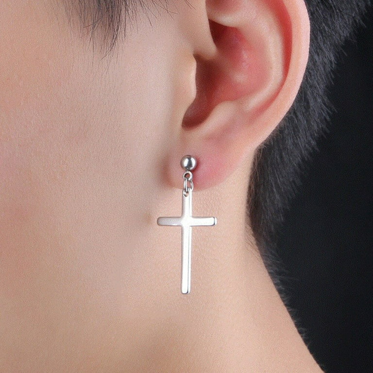 Unisex dangle sale cross earrings