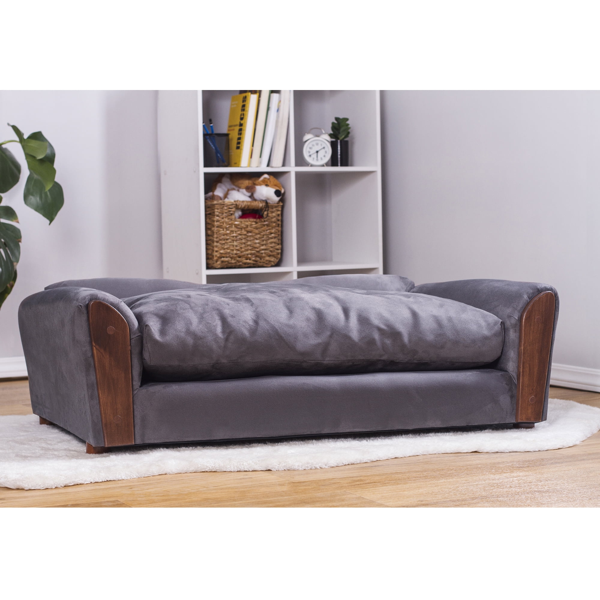 Moots VIP Microsuede Oak Couch Dog Bed, Charcoal, Large