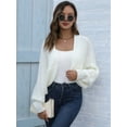 thumbnail image 6 of Cardigan Sweaters for Women Open Front Cropped Cardigan Sweater Long Sleeve Knit Bat Sweaters Shrug Top White M, 6 of 10