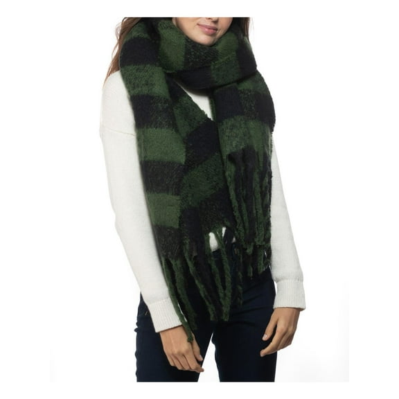 INC Womens Plaid Oversized Scarf Blanket Wrap Green [One Size]