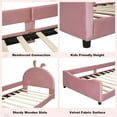 thumbnail image 3 of Bellemave Upholstered Twin Bed Frame, Twin Size Daybed Frame with Rabbit Ear Shaped Headboard, Wood Twin Sofa Bed for Bedroom (Pink), 3 of 8