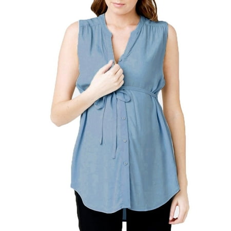 

Women Nursing Tops Casual V Neck Sleeveless Asymmetrical Blouses Maternity