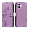 thumbnail image 7 of for iPhone 16 Wallet Case, [with Card Holder] Embossed Pattern PU Leather Detachable Wrist Strap Slim Shockproof Protective Flip Stand Phone Case for iPhone 16 Women Girls, Purple, 7 of 7