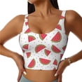 thumbnail image 2 of Lsque Hand Drawn Watermelon Printed Women'S Sports Bra, Compression, Moisture Wicking, High-Impact Sports Bra For Women,Supportive sports bra-Medium, 2 of 9