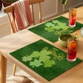 thumbnail image 4 of Happy St Patrick's Day Placemats Set of 12 Lucky Shamrocks Farmhouse Green Leaf Place Mats Indoor Wipeable Table Mats Washable Dining Table Placemats for Kitchen Holiday Party Home Decor 13x19 Inch, 4 of 9