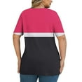 thumbnail image 5 of YanHoo Womens Summer Tops Criss Cross V Neck Short Sleeve Shirts Loose Casual Dressy Blouses Striped Color Block Printed Plus Size Tshirts Hot Pink,XXXXXL, 5 of 7