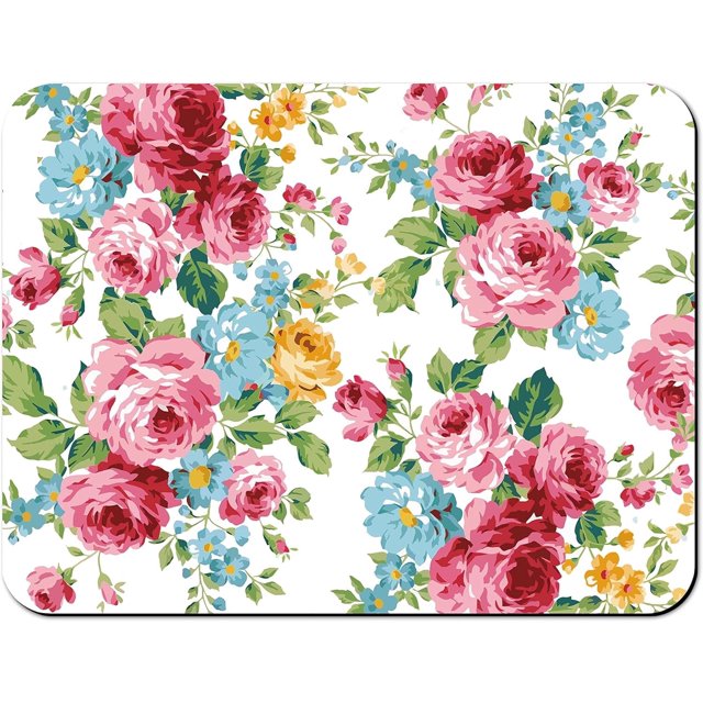 Rubber Dish Drying Mat for Kitchen Counter Large Pink Red Roses Floral Washable Quick Home Coffee Pad Fit Under Sink,Bar,Utensils 18x24in