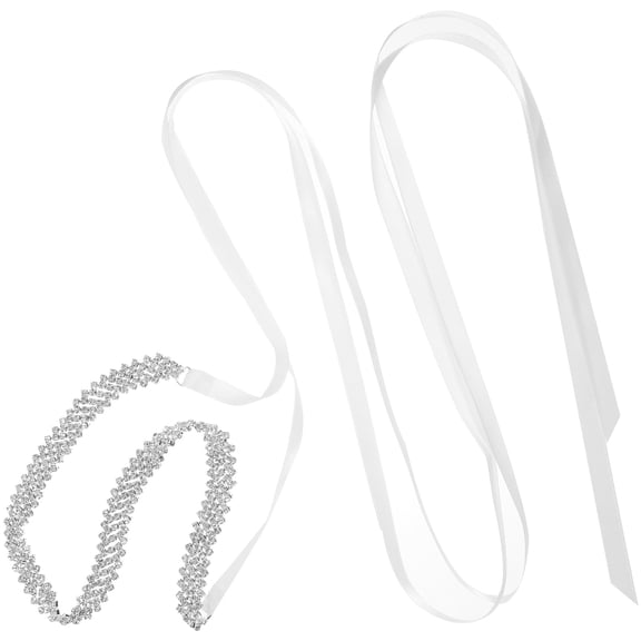 HAMPPLIES Fancy Belts for Women Rhinestone Belt White Cloth 1Pcs 9.8x0.6in