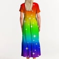 thumbnail image 3 of Jusqu'à 65 % de Rabais! Robes d'Été Mode pour Femmes 2024 Grande Taille Décontractées à Manches Courtes Col Ras du Cou Robe Décontractée Fluide à Étages Maxi Robe de Plage avec Poches Robe à Imprimé Dégradé, 3 of 5