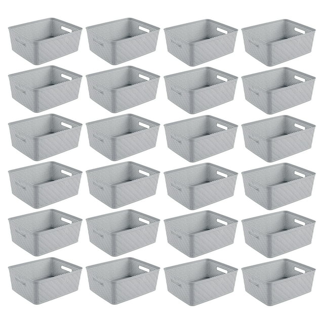 Sterilite 14x11.5x5'' Woven Rectangular Short Basket Organizer (24 Pack)