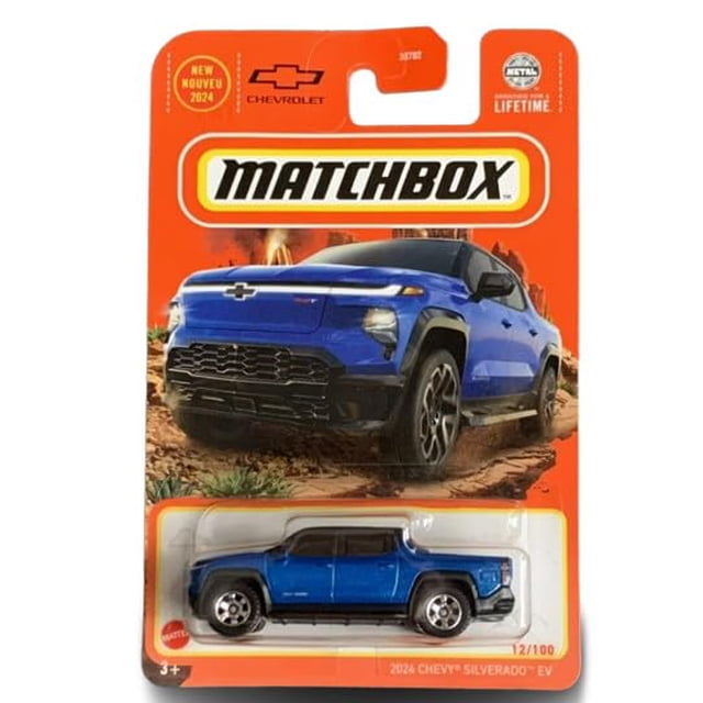 Modelo Matchbox 2024 Chevy Silverado EV fundido a escala 1:64