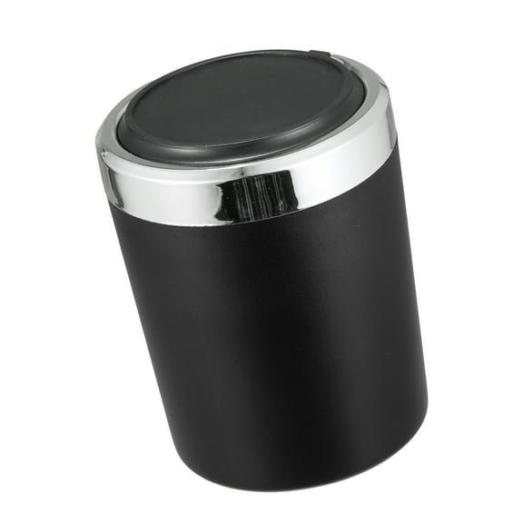 Unique Bargains Universal Car Ashtray Trash Can Cigarette Cylinder with Lid LED Light Portable Detachable Plastic Black