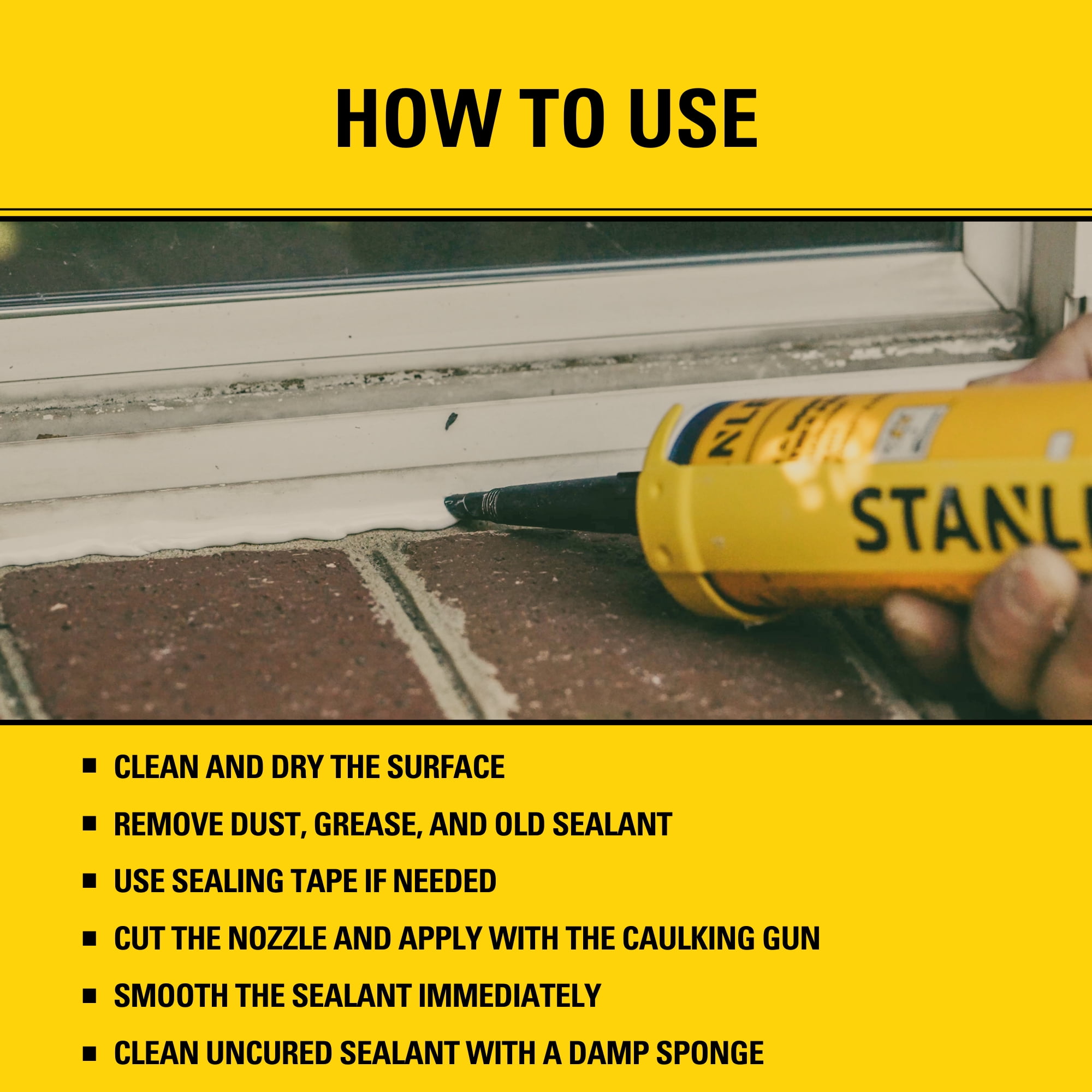 Stanley Flexi Seal-Hybrid Polymer Joint Sealant-RV Roof Sealant, 9.8 fl oz-White-12 Pack