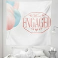 thumbnail image 1 of Saying Tapestry, We Are Engaged Celebration Words Card with Balloons Hearts Image, Fabric Wall Hanging Decor for Bedroom Living Room Dorm, 5 Sizes, Pale Pink and Blue, by Ambesonne, 1 of 1