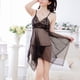 thumbnail image 3 of Conjunto de camisón transparente para mujer, camisón con cuello en V, ropa de dormir encantadora erótica con tanga, negro Scienceny XX0131-01B, 3 of 7