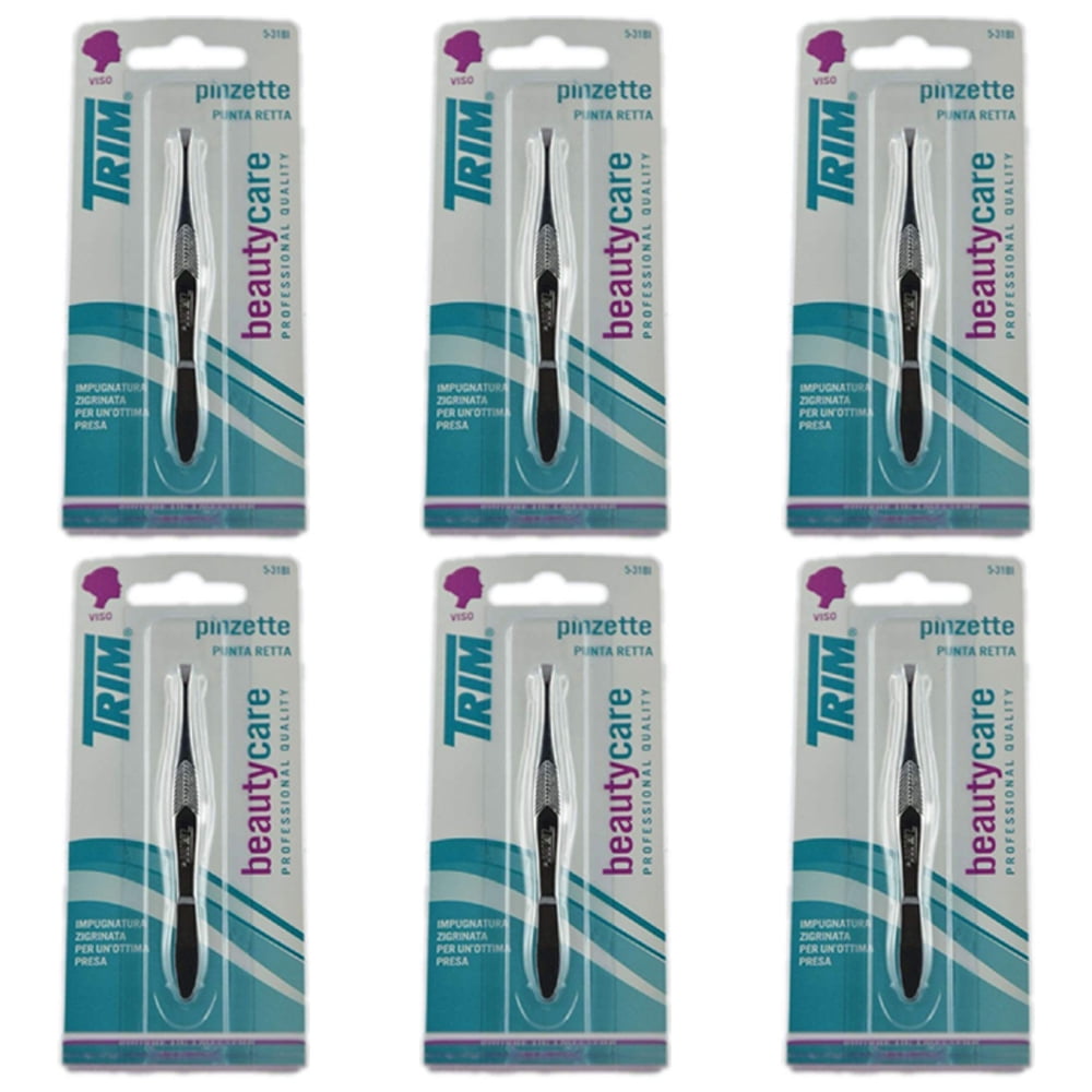 Pack of (6) Trim Tweezers with Square Tip Eye Care Implements