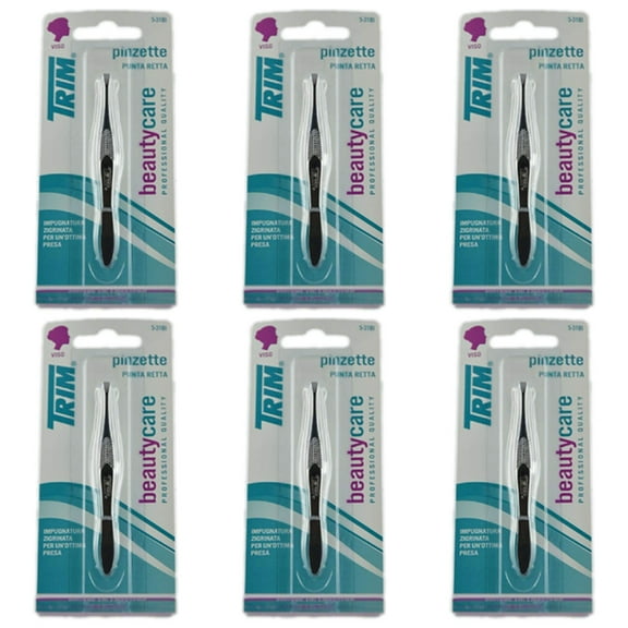 Pack of (6) Trim Tweezers with Square Tip Eye Care Implements