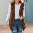 thumbnail image 5 of Sevevn Women Solid Casual Tops Sleeveless Hooded Fleece Blanket Vest Lightweight Jacket With Pocket Summer Gift Brown XXL, 5 of 9