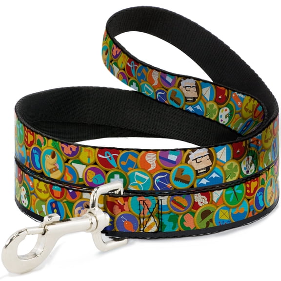Disney Pet Leash, Dog Leash, Stacked Wilderness Explorers Badges, 4 Feet Long 1.0 Inch Wide