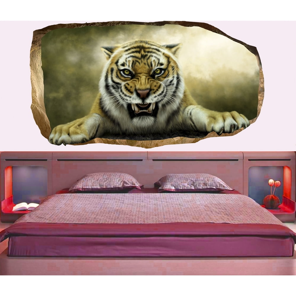 Startonight 3D Mural Wall Art Photo Decor Tiger in Bedroom Amazing Dual