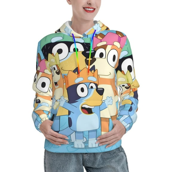 Johaoi Bluey Print Women's Hoodie Sweatshirt,Aautumn Athletic Hoodie Pullover Hooded Sweatshirt for Women-Small